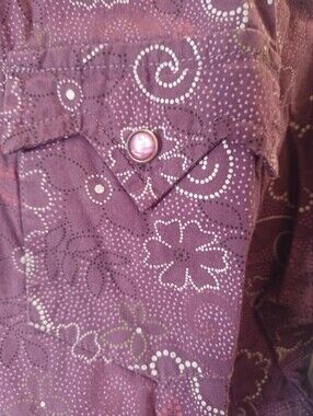 🐴💜ANGEL RANCH COWGIRL COWBOY LONG SLEEVE PEARL SNAP SHIRT LARGE